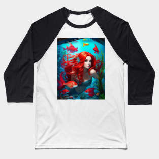 Under the sea Redhead Mermaid Baseball T-Shirt